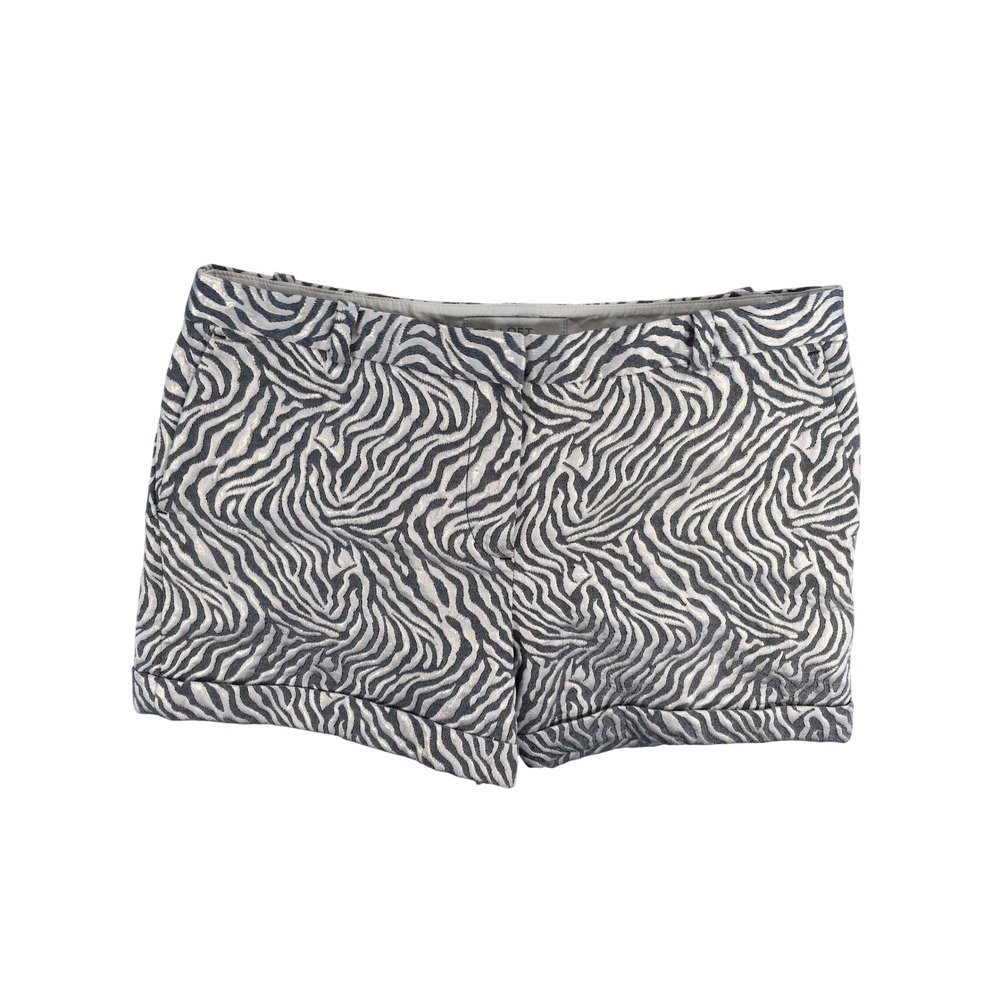 Ann Taylor LOFT Zebra Print Jacquard Cuffed Shorts Gray Silver Size 6